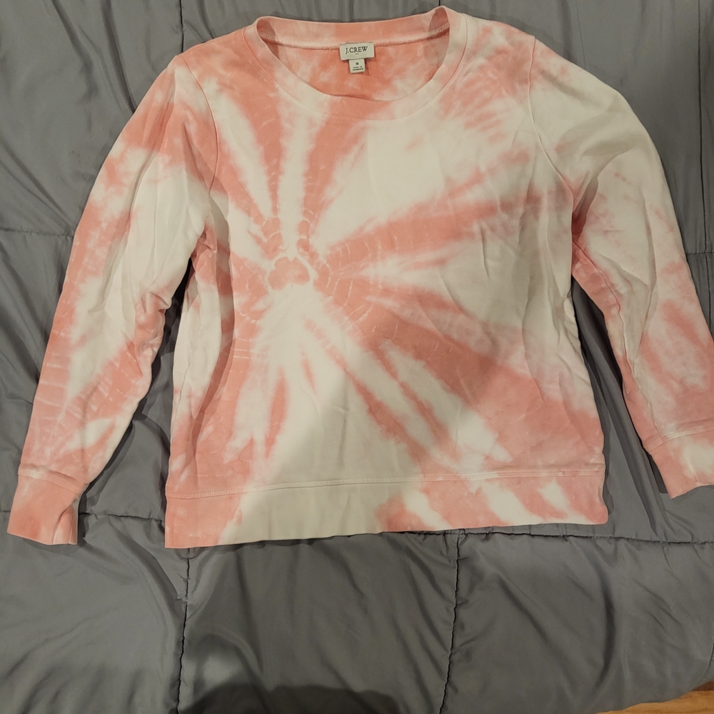 J. Crew Pink and White Tie-Dye Sweatshirt